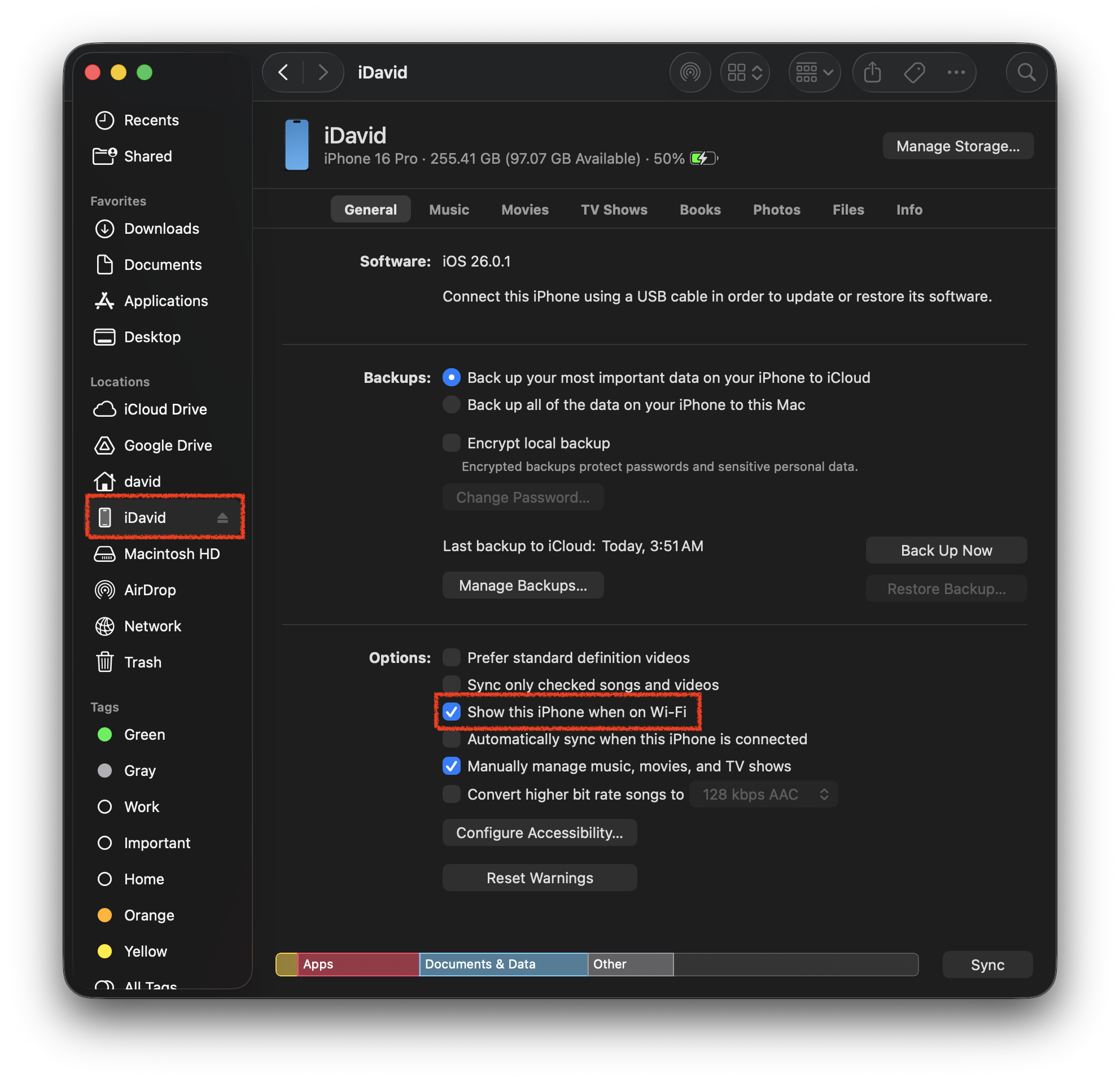 Enabling wireless iPhone debugging